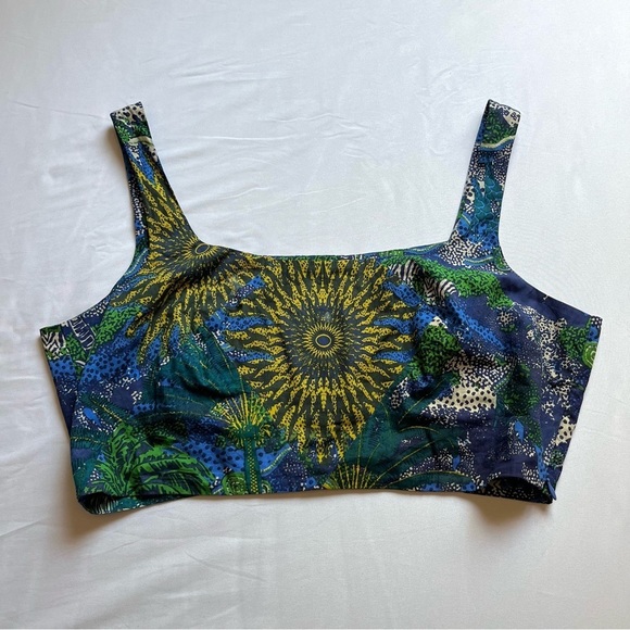 LE SIRENUSE blue tribal abstract tropical print cropped tank top - Picture 1 of 5